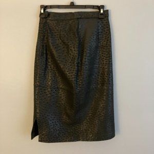 Tannery West Women’s black animal Print Skirt leather Sz 6